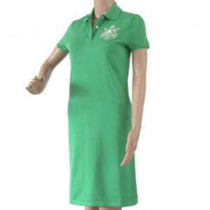 NEW $398 Polo Ralph Lauren Shirt Dress!  Green  White Equestrian Horse Jumper